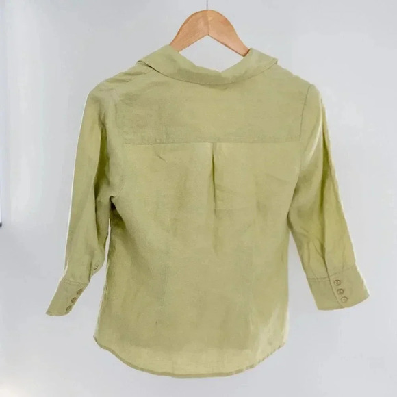 Grace Elements  3/4 length sleeve 100% Linen blouse Medium Petite - Picture 5 of 5